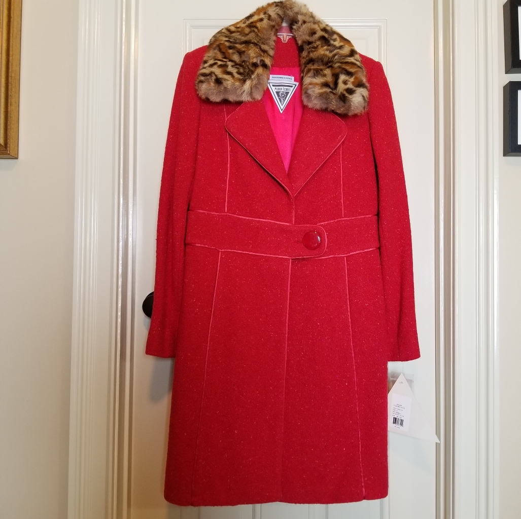 Brand New Marvin Richards Red Wool Coat Size Medium Nwt